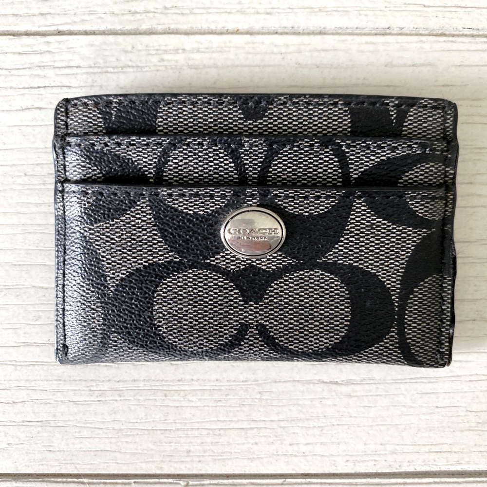 Coach Leather Mini ID Case - Black